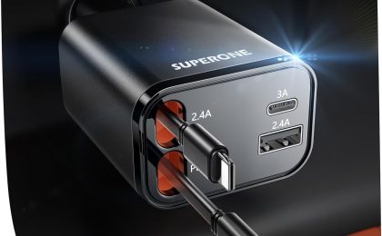 Power Up on the Go: Review of the SUPERONE 69W Retractable Car Charger