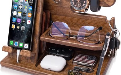 Stylish Simplicity: TESLYAR Wood Phone Docking Station Review for Every Man's Space