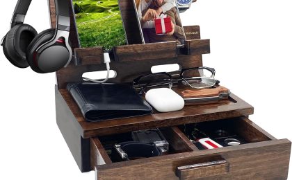 Stylish Walnut Nightstand Organizer: The Perfect Gift for Him!