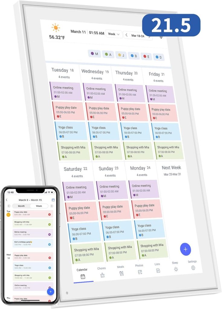 Streamline Your Family's Schedule with the 21.5 Inch Digital Calendar!